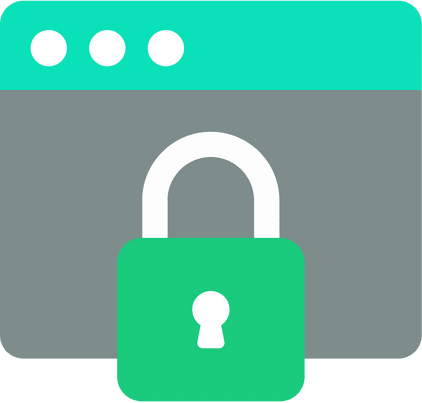 Graphic of a web browser window with a padlock, representing how websites prevent web scraping by securing data and content.