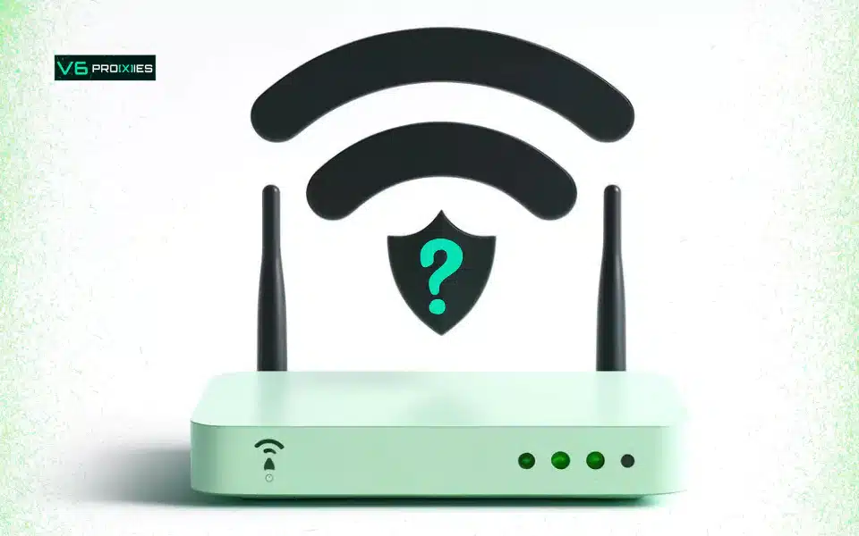 WiFi router with a question mark shield icon representing the question: Can Your ISP See What You Do with a VPN or a proxy?